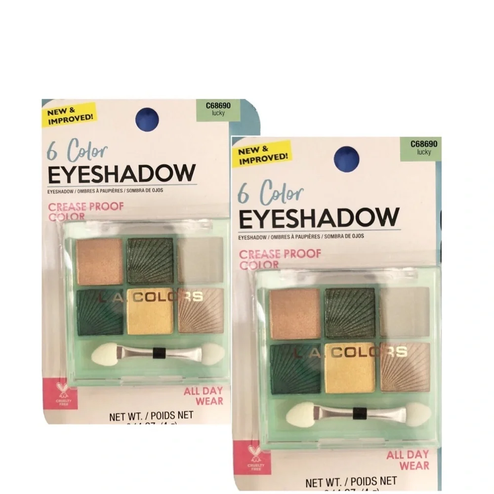 2pack 6-color mermaid green & tan crease proof long‎ lasting eye shadow palette